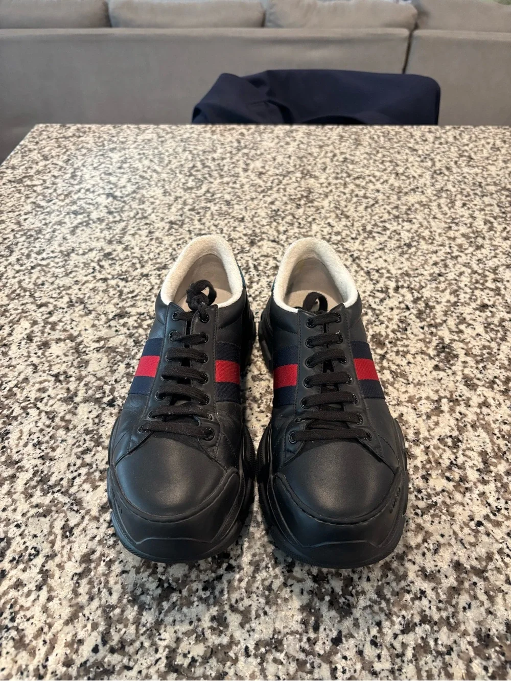 Gucci Black Leather Nathan Sneakers | Black | Size 8